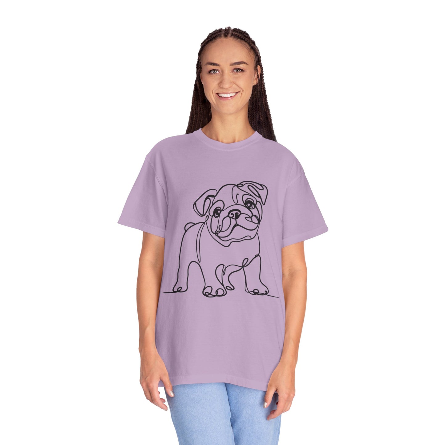 Unisex Garment-Dyed T-shirt with Minimalist Bulldog Design