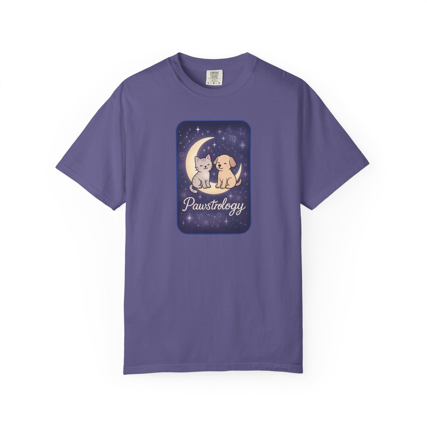 Pawstrology Graphic T-shirt, Cute Pet Astrology Tee, Unisex Animal Lover Shirt, Gifts for Cat Dog Owners, Celestial Pet Apparel