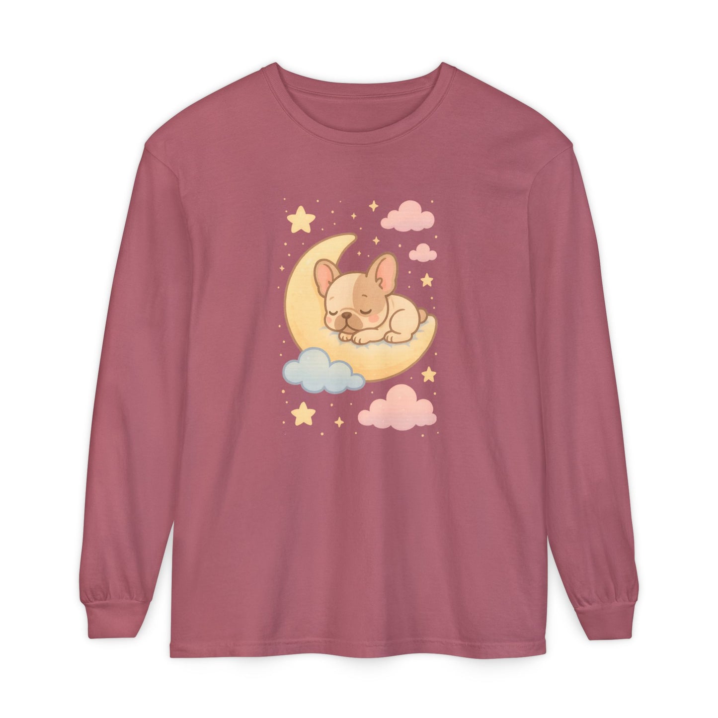 Cozy Dog-Themed Long Sleeve T-Shirt for Pet Lovers, Cute Sleepy Dog Shirt, Gift for Dog Moms, Relaxed Style Shirt, Perfect for Fall