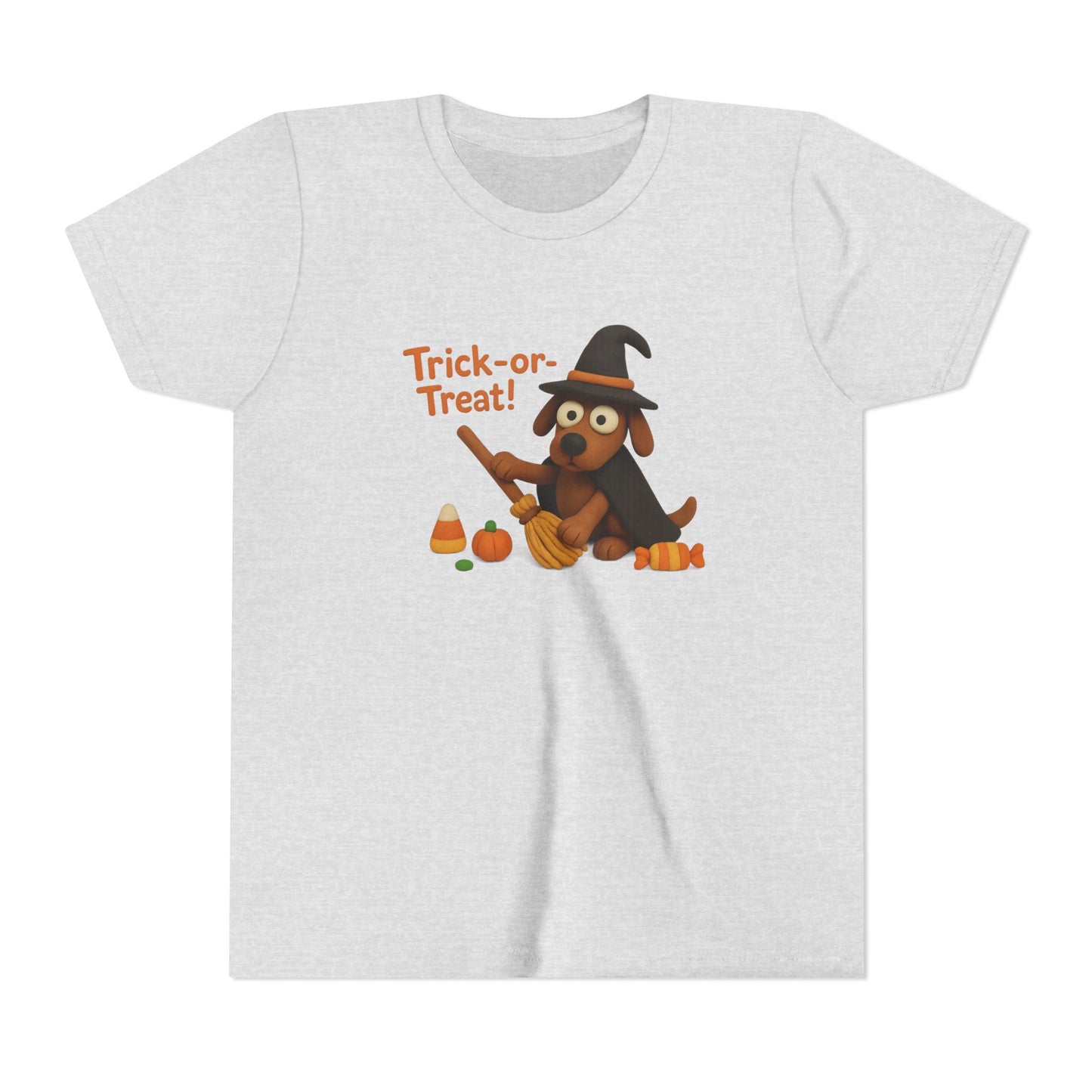 Halloween Dog Trick-or-Treat Youth Tee, Cute Kids T-Shirt, Fall Apparel, Halloween Costume, Gift for Kids, Fun Dog Shirt