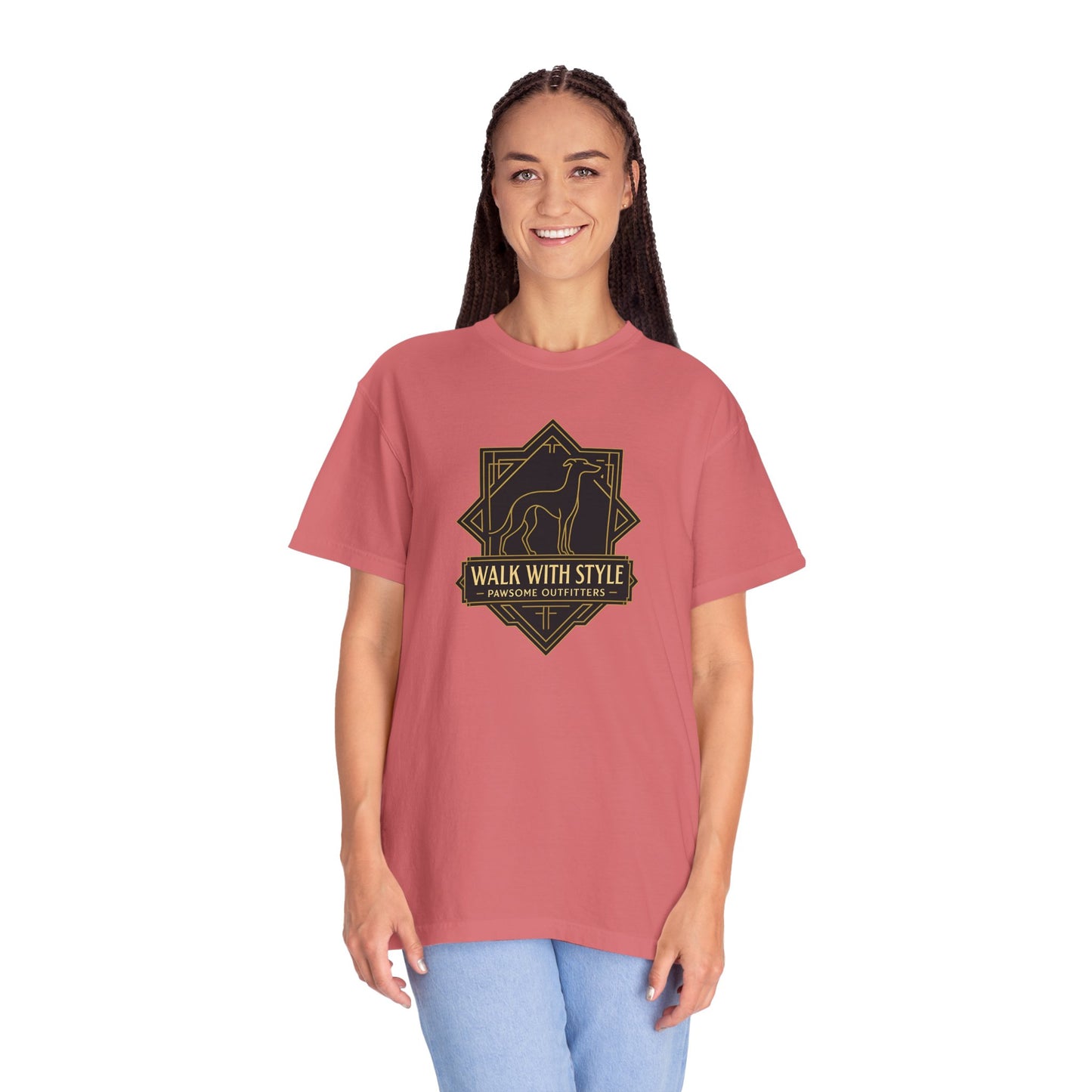Stylish Unisex Tee - Walk with Style Graphic Shirt, Casual Wear, Gift for Dog Lovers, Relaxed Fit, Everyday Comfort