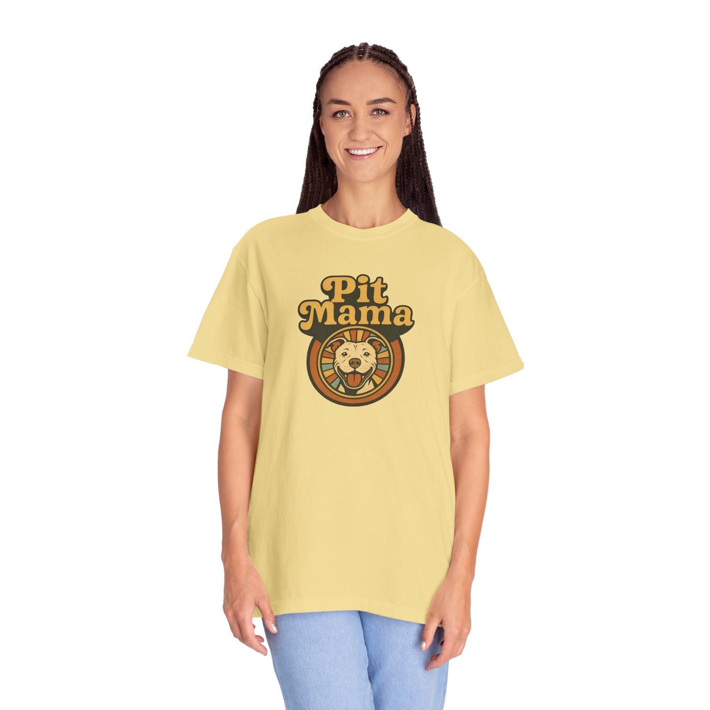 Pit Mama Unisex Garment-Dyed T-shirt | Perfect for Dog Lovers, Animal Advocates, Casual Wear, Mother's Day Gift, Pet Enthusiasts