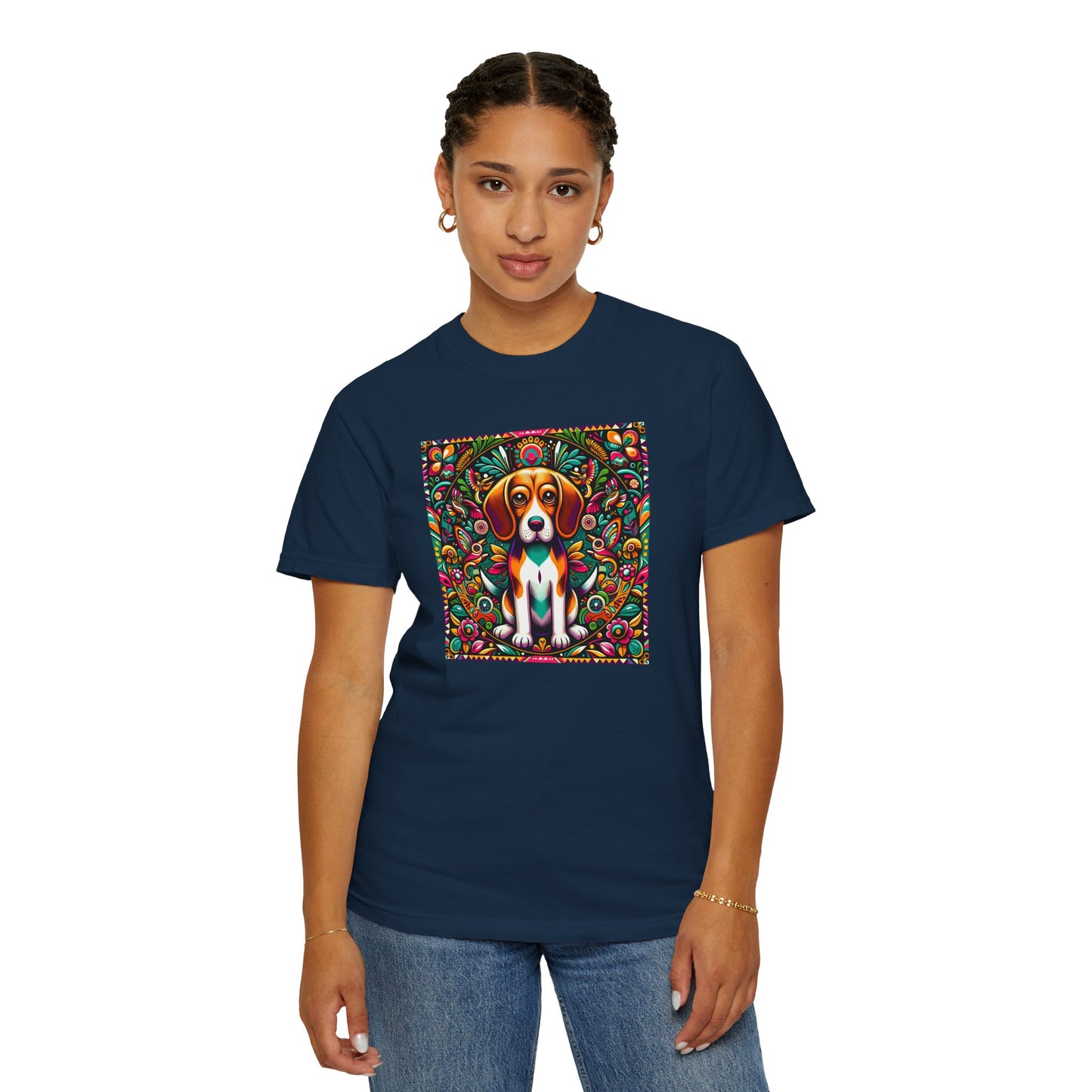 Vibrant Dog Art Unisex Garment-Dyed T-Shirt | Colorful Canine Design