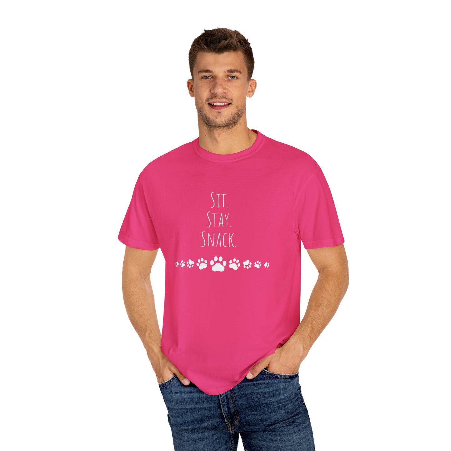 Unisex Pet Lover T-shirt - "Sit. Stay. Snack."