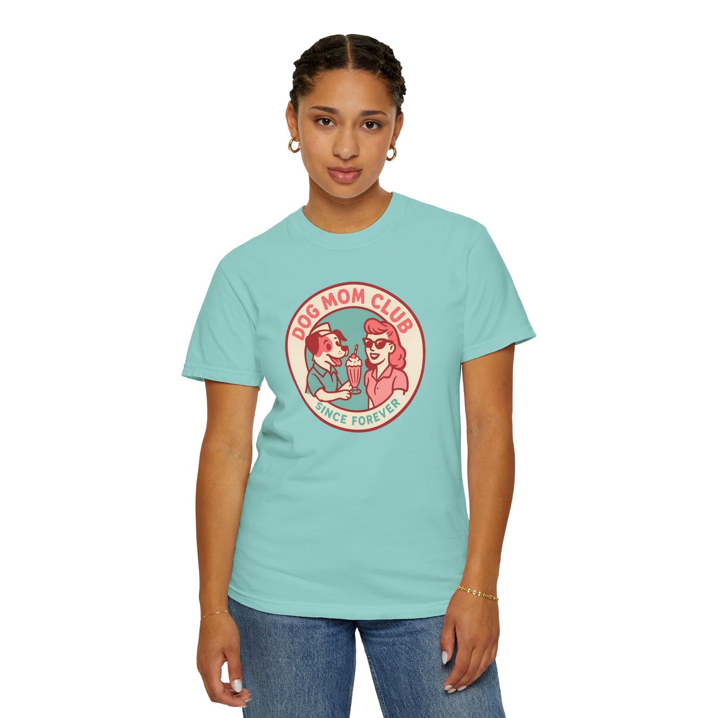 Dog Mom Club Garment-Dyed Tee | Casual Women's T-Shirt | Pet Lover Gift | Dog Mom Apparel | Cute Animal Lover Shirt