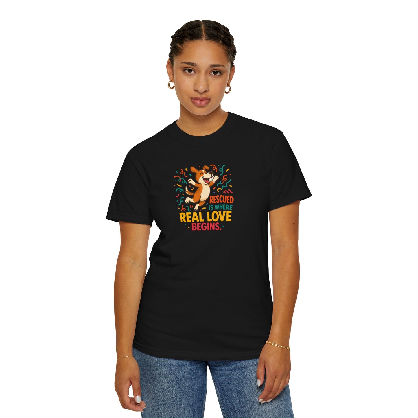 Rescue Love T-Shirt, Unisex Dog Lover Tee, Adoption Awareness Shirt, Pet Rescue Apparel, Gift for Animal Lovers