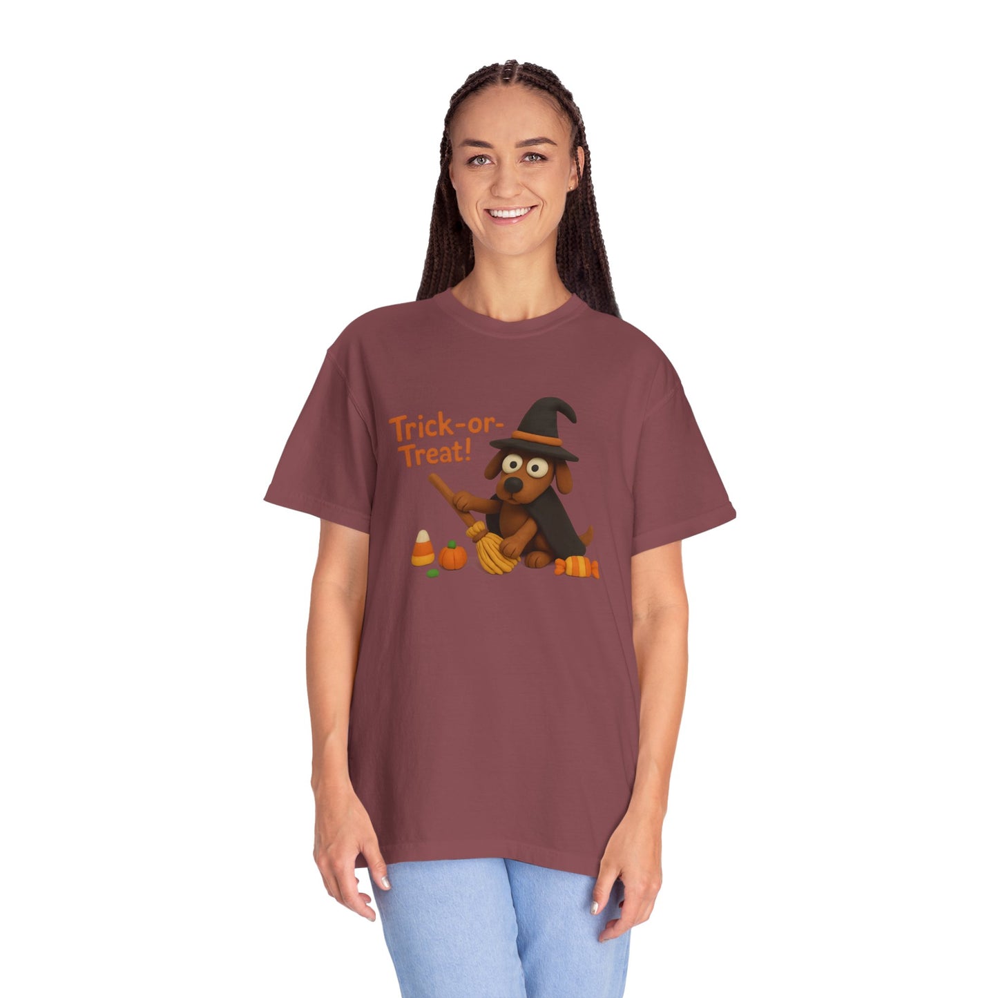 Cute Halloween Dog T-Shirt, Trick-or-Treat Shirt, Fall Apparel, Pet Lover Gift, Unisex Halloween Clothing, Animal Lover Tee