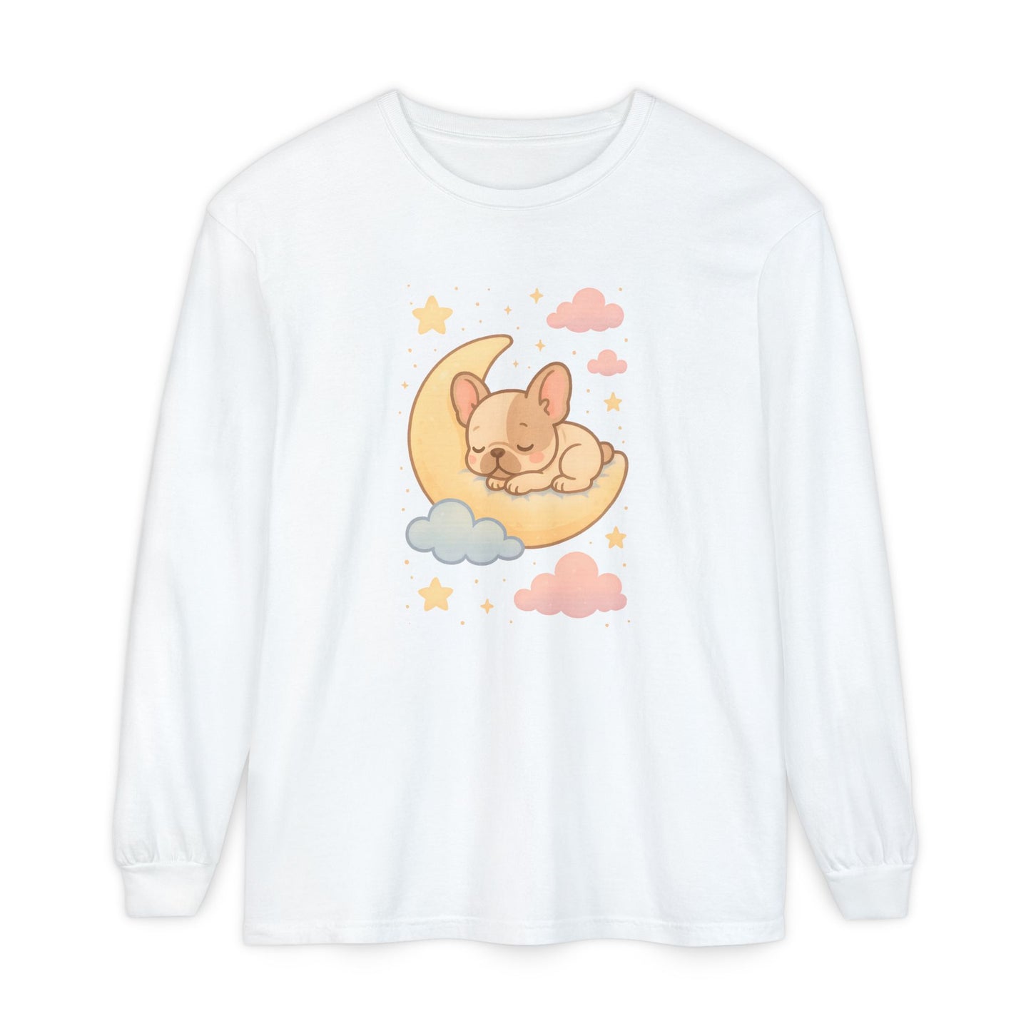 Cozy Dog-Themed Long Sleeve T-Shirt for Pet Lovers, Cute Sleepy Dog Shirt, Gift for Dog Moms, Relaxed Style Shirt, Perfect for Fall