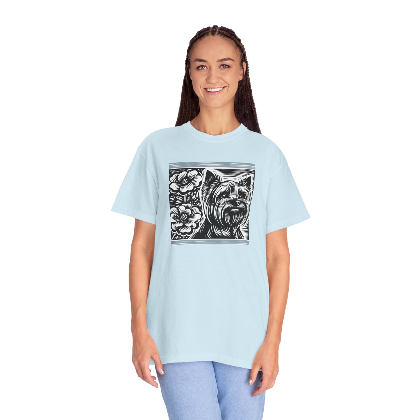 Cute Yorkie Floral T-Shirt for Dog Lovers