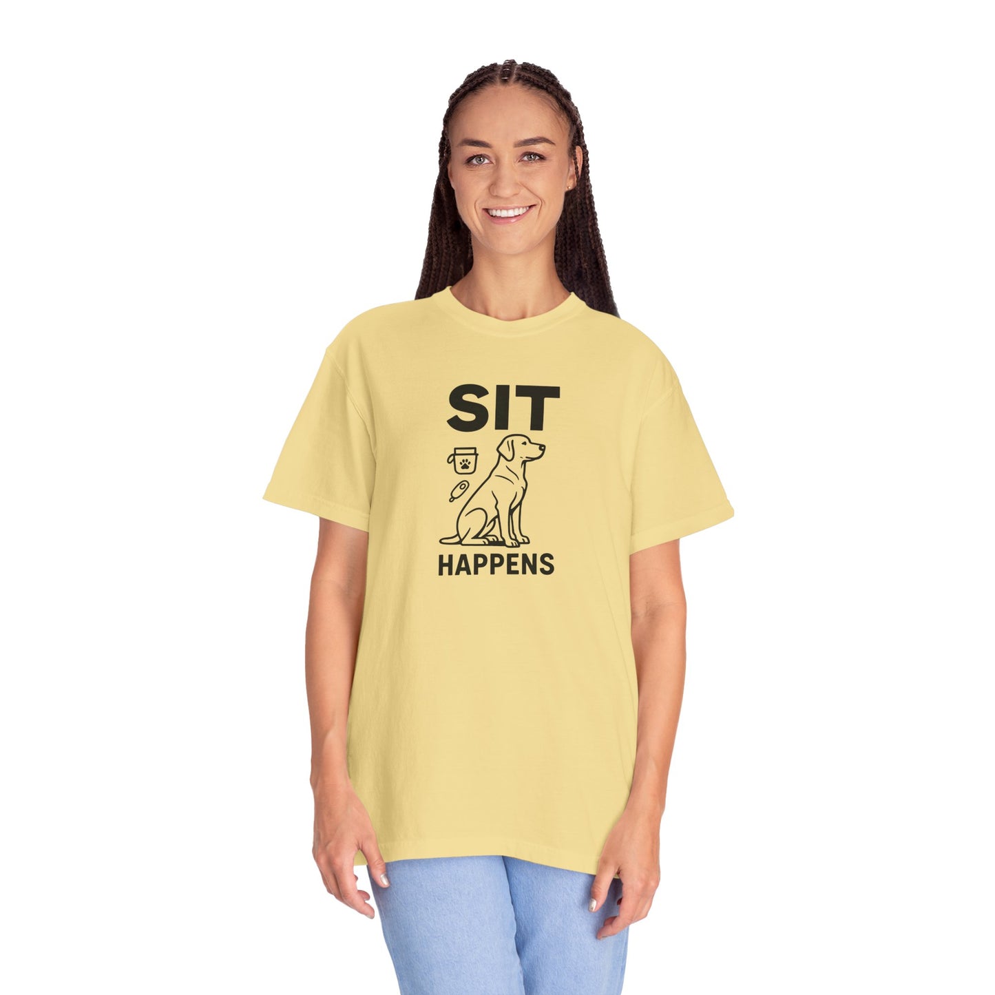 Dog Lovers Unisex T-Shirt - 'Sit Happens' Graphic Tee, Gift for Dog Owners, Pet Lovers, Casual Wear, Funny Dog Shirt