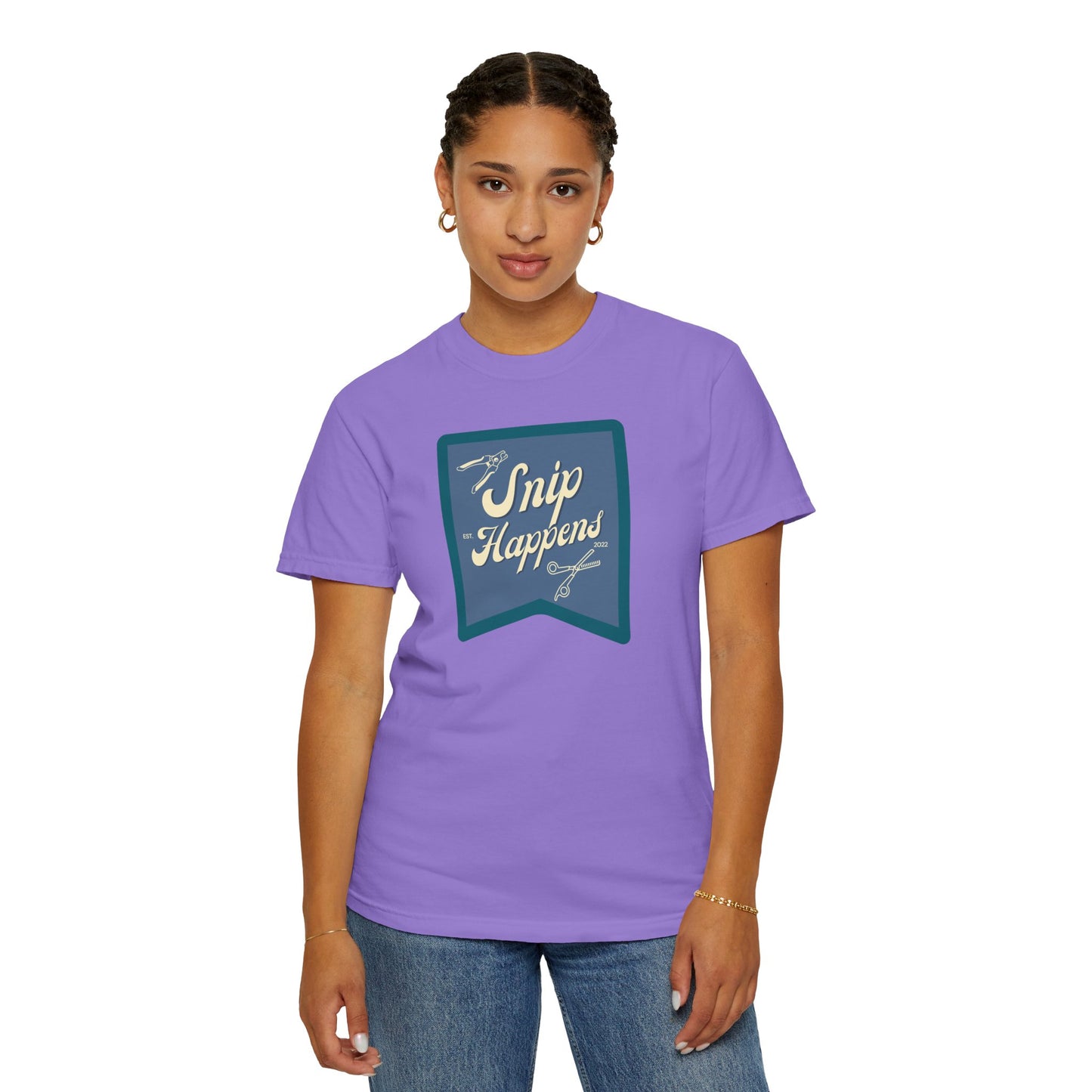 Snip Happens Unisex Garment-Dyed T-Shirt - Fun & Casual Apparel for Stitching Lovers
