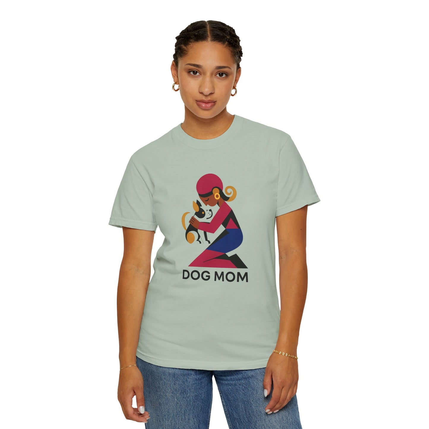 Dog Mom Garment-Dyed T-Shirt, Gift for Dog Lovers, Casual Wear, Pet Owner Apparel, Mother's Day Gift, Animal Lover Tee