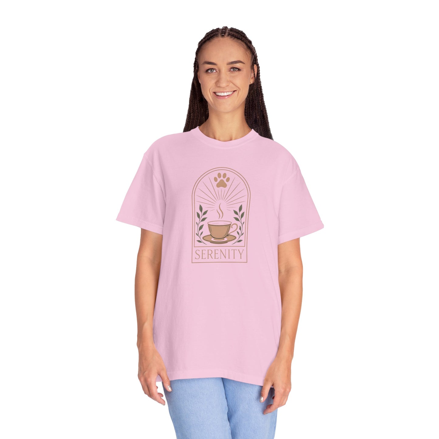 Serenity Coffee and Paws T-Shirt, Unisex Garment-Dyed Tee for Comfort, Perfect Gift for Pet Owners, Relaxation Apparel, Summer Casual [...]