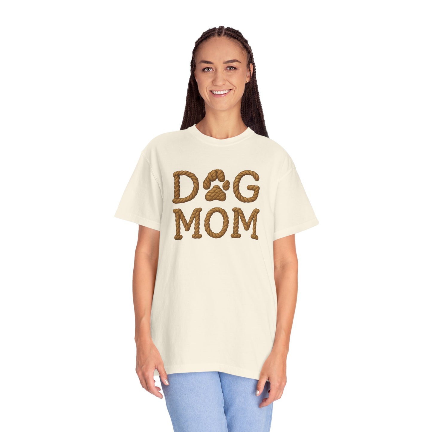 Dog Mom Garment-Dyed T-Shirt, Unisex Pet Lover Tee, Gift for Dog Owners, Casual Wear, Dog Themed Apparel, Animal Lover Clothing