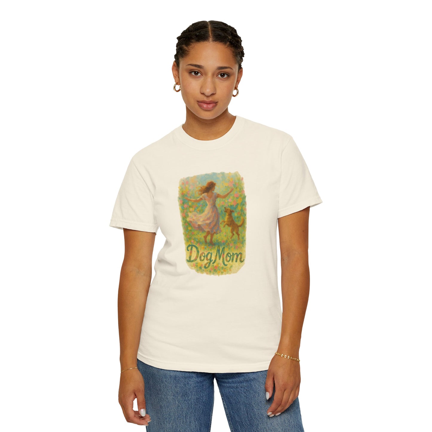 Dog Mom T-Shirt, Cute Animal Lover Tee, Gift for Pet Moms, Garment-Dyed T-Shirt, Casual Summer Shirt, Birthday Gift, Dog Lover Merchandise