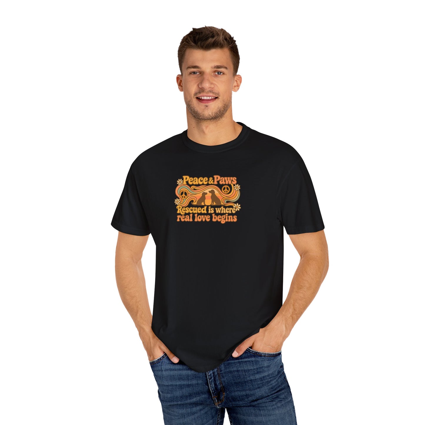 Peace & Paws T-Shirt, Vintage Style Tee