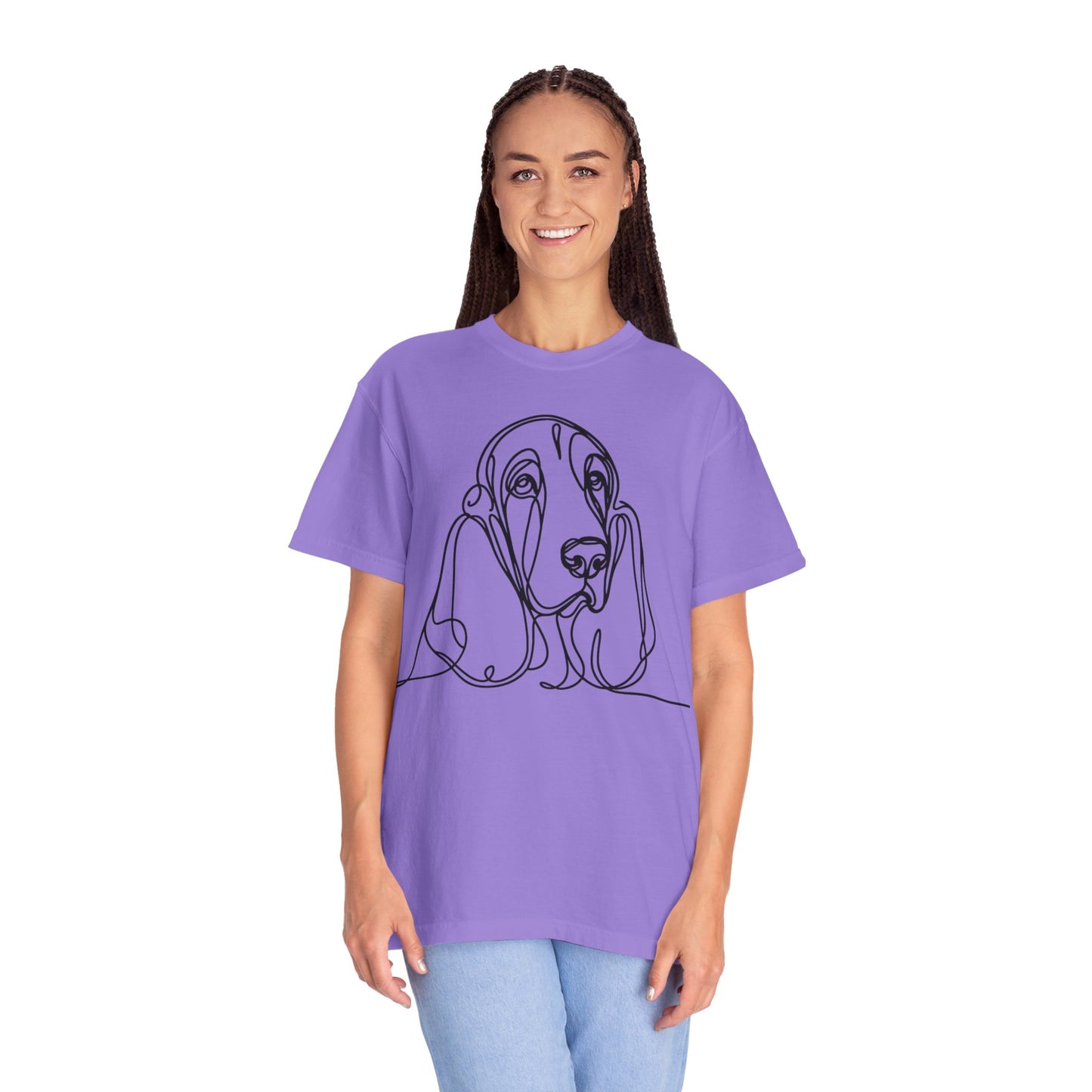 Basset Hound Line Art T-Shirt | Unisex Garment-Dyed Tee