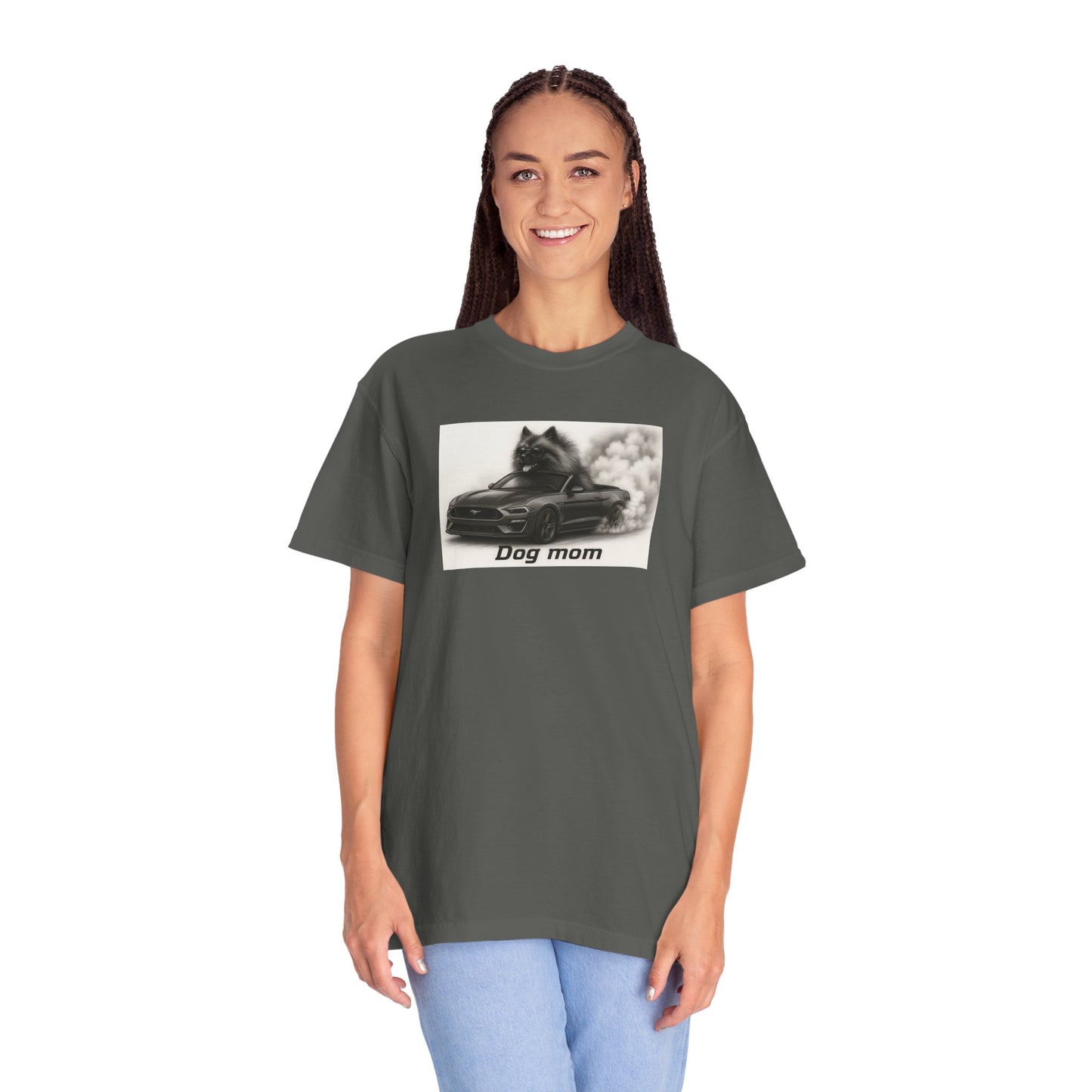 Dog Mom - Keeshond - “Cool Dogs in Cool Cars” T-Shirt Collection