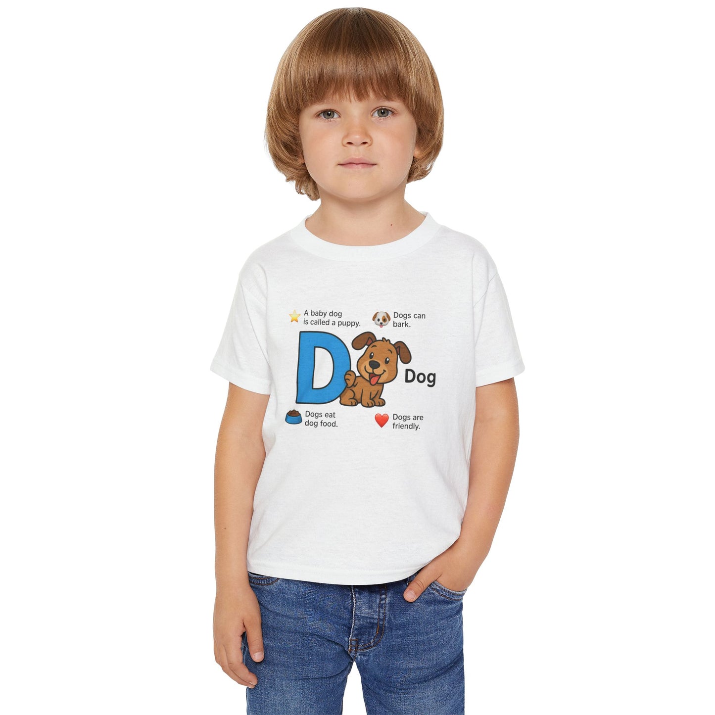 Cute Dog Alphabet Toddler T-shirt, Animal Lover Gift, Educational Tee, Dog Lover Apparel, Toddler Gift, Kids' Dog T-shirt