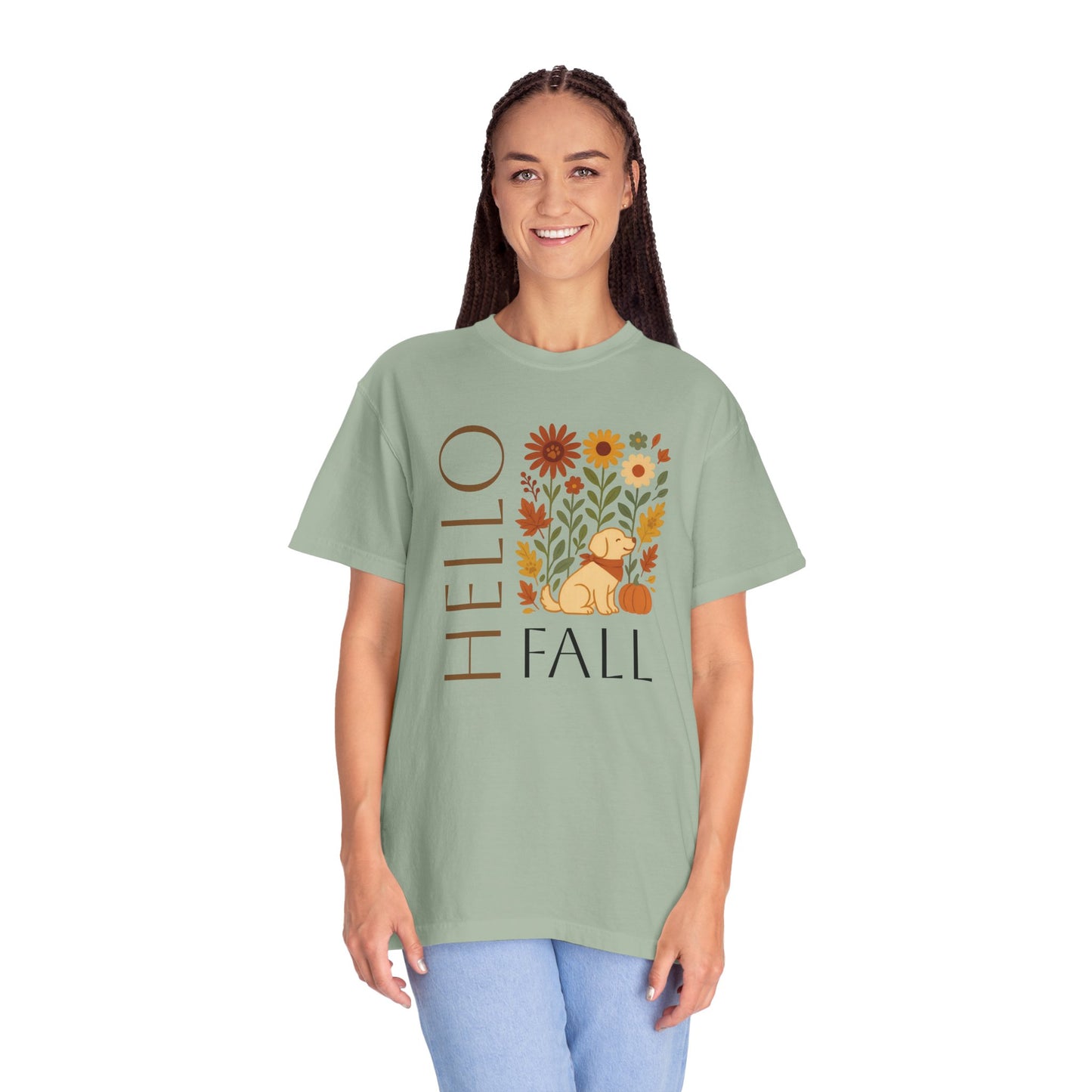 Autumn Floral Dog T-Shirt, Hello Fall