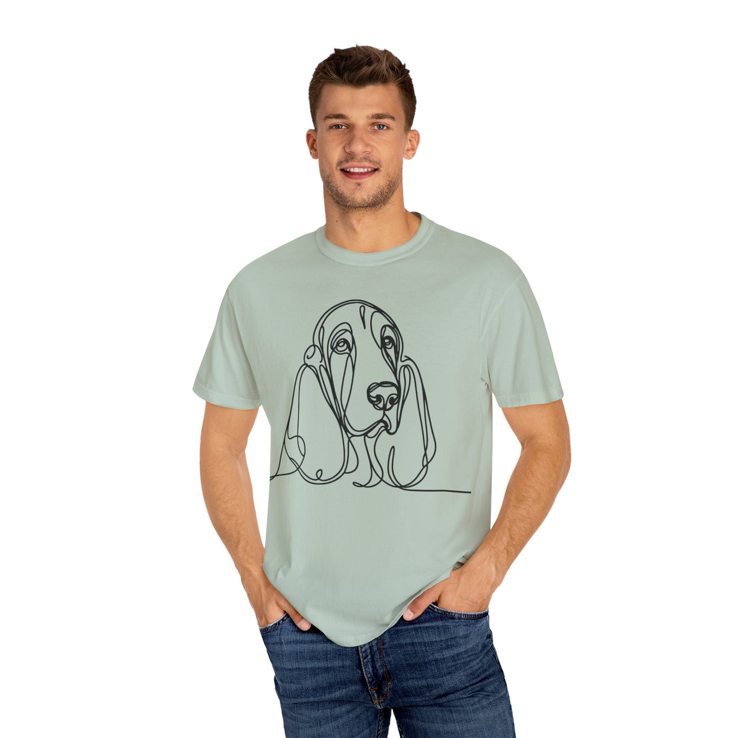 Basset Hound Line Art T-Shirt | Unisex Garment-Dyed Tee