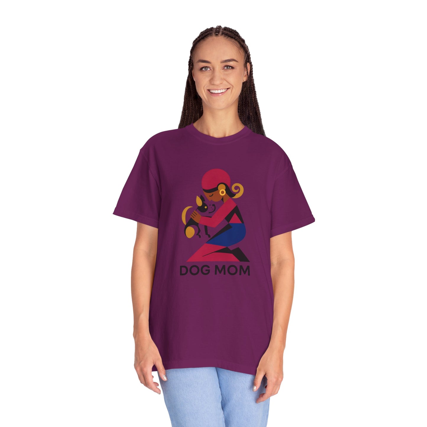 Dog Mom Garment-Dyed T-Shirt, Gift for Dog Lovers, Casual Wear, Pet Owner Apparel, Mother's Day Gift, Animal Lover Tee
