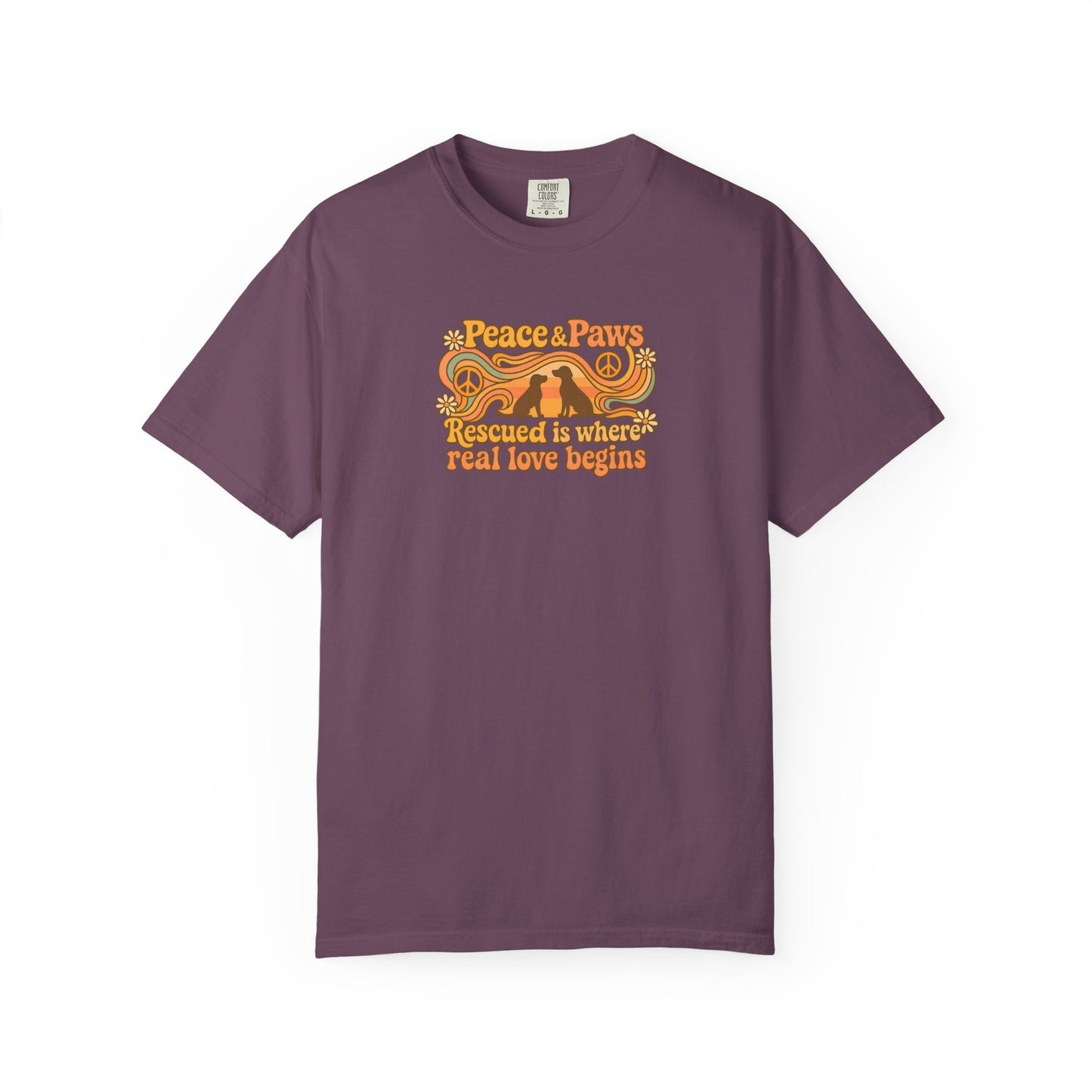 Peace & Paws T-Shirt, Perfect Gift for Couples, Vintage Style Tee, Unisex Casual Wear, Summer Fashion, Statement Shirt