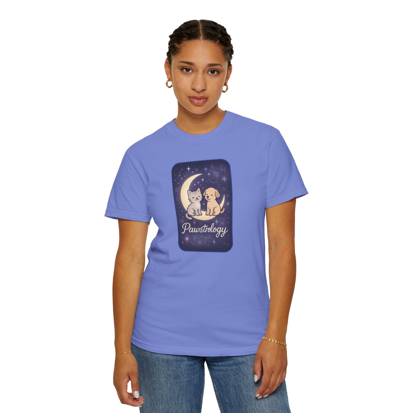 Pawstrology Graphic T-shirt, Cute Pet Astrology Tee, Unisex Animal Lover Shirt, Gifts for Cat Dog Owners, Celestial Pet Apparel