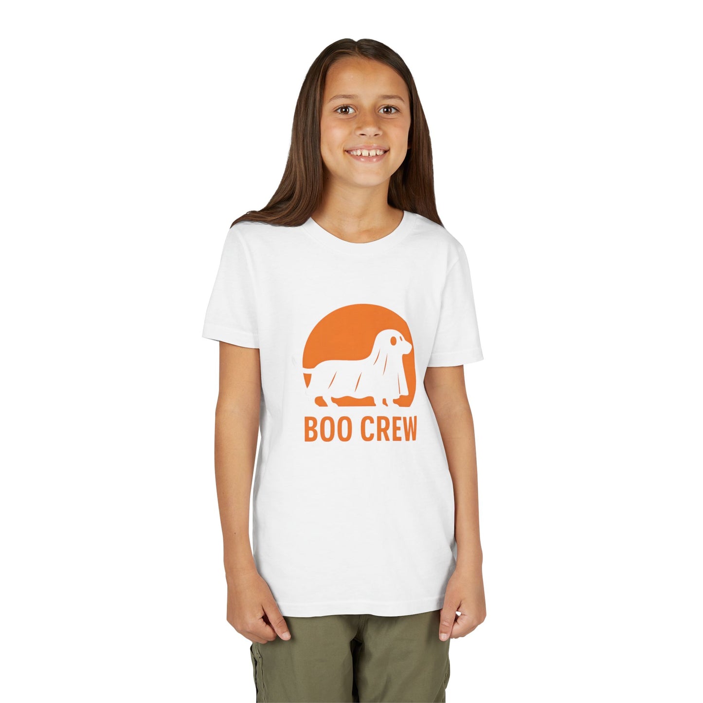Youth Tee for Dog Lovers: Boo Crew Short Sleeve Shirt, Halloween T-Shirt, Kids Pet Fan Gear, Cute Animal Apparel, Fun Gift