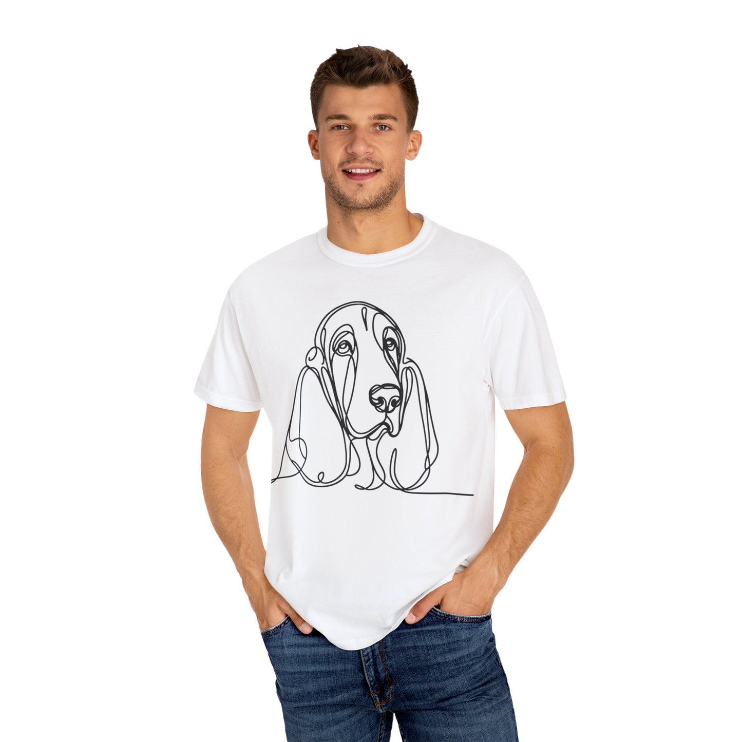 Basset Hound Line Art T-Shirt | Unisex Garment-Dyed Tee