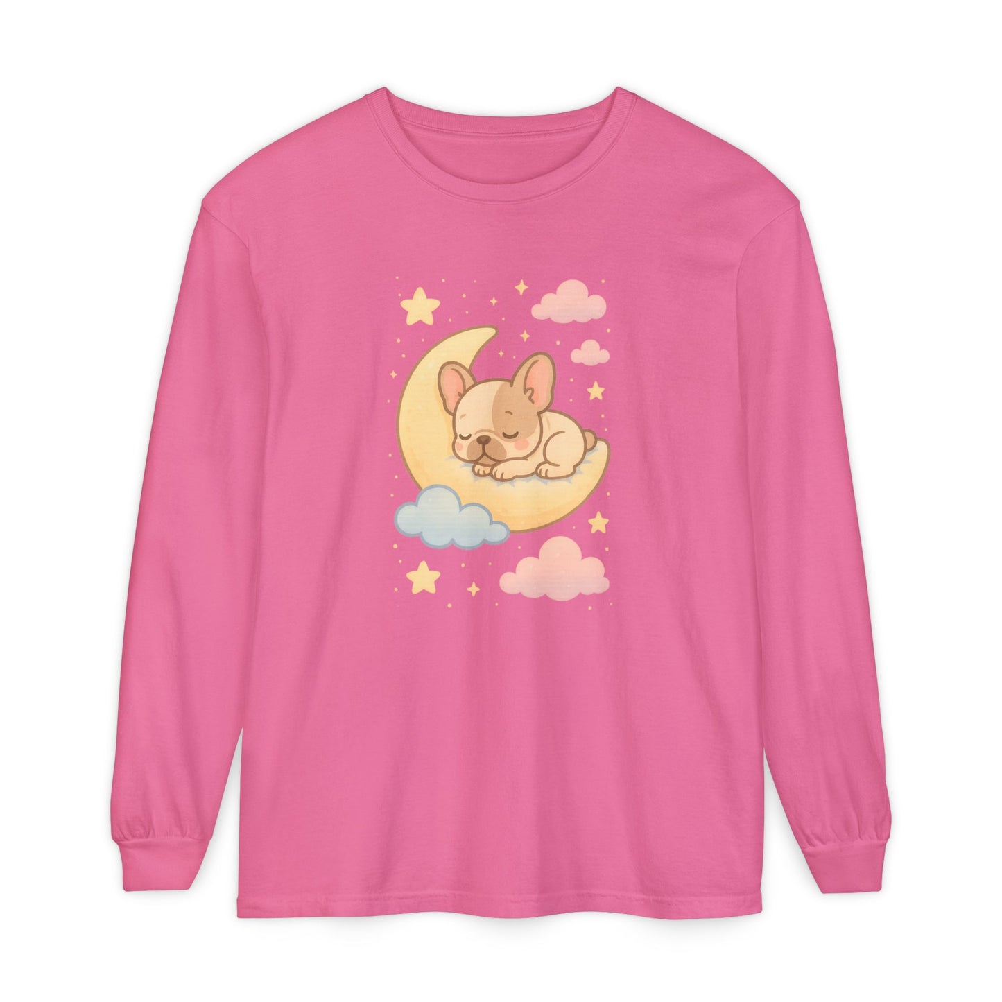 Cozy Dog-Themed Long Sleeve T-Shirt for Pet Lovers, Cute Sleepy Dog Shirt, Gift for Dog Moms, Relaxed Style Shirt, Perfect for Fall