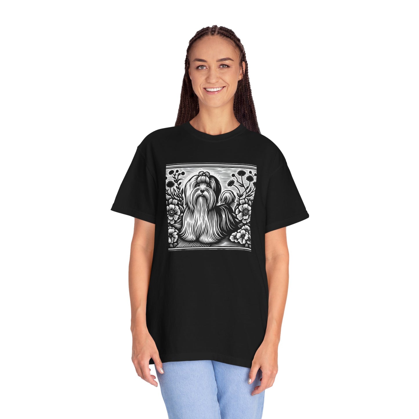 Havanese - Unisex Garment-Dyed T-shirt with Floral Dog Design - Perfect for Pet Lovers