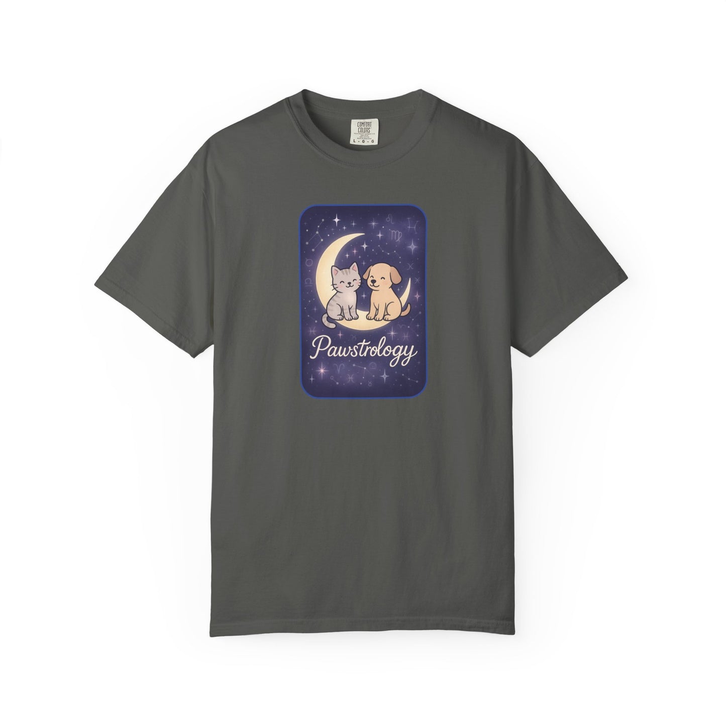 Pawstrology Graphic T-shirt, Cute Pet Astrology Tee, Unisex Animal Lover Shirt, Gifts for Cat Dog Owners, Celestial Pet Apparel