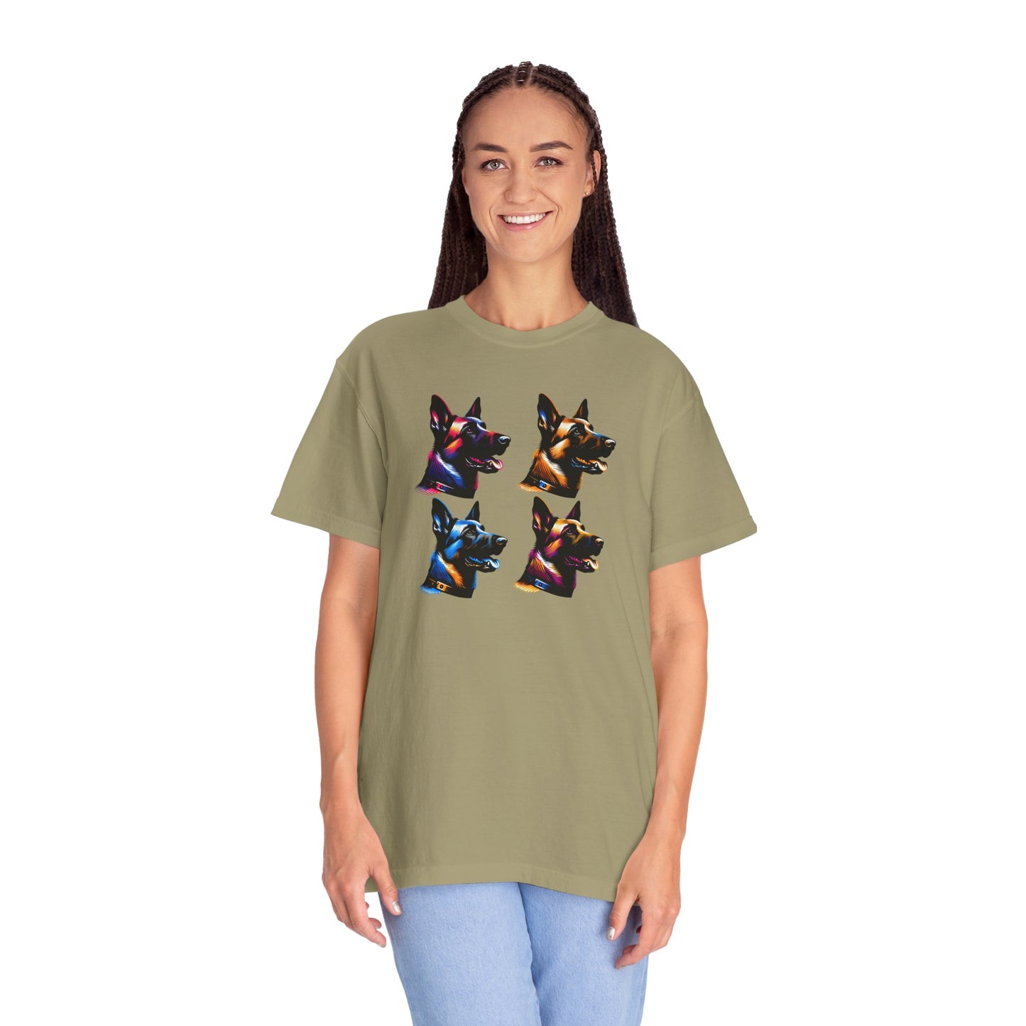 Colorful Belgium Malinois Portrait Unisex Garment-Dyed T-Shirt