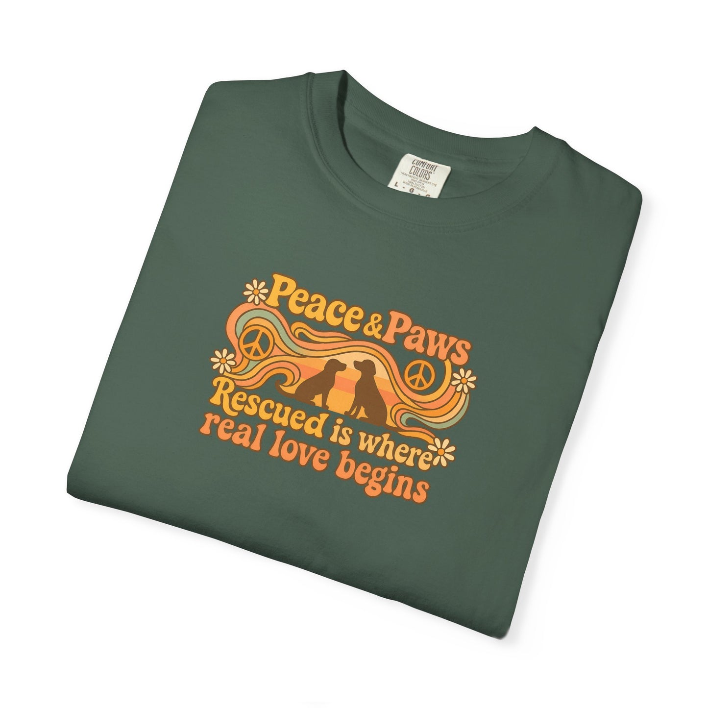 Peace & Paws T-Shirt, Perfect Gift for Couples, Vintage Style Tee, Unisex Casual Wear, Summer Fashion, Statement Shirt