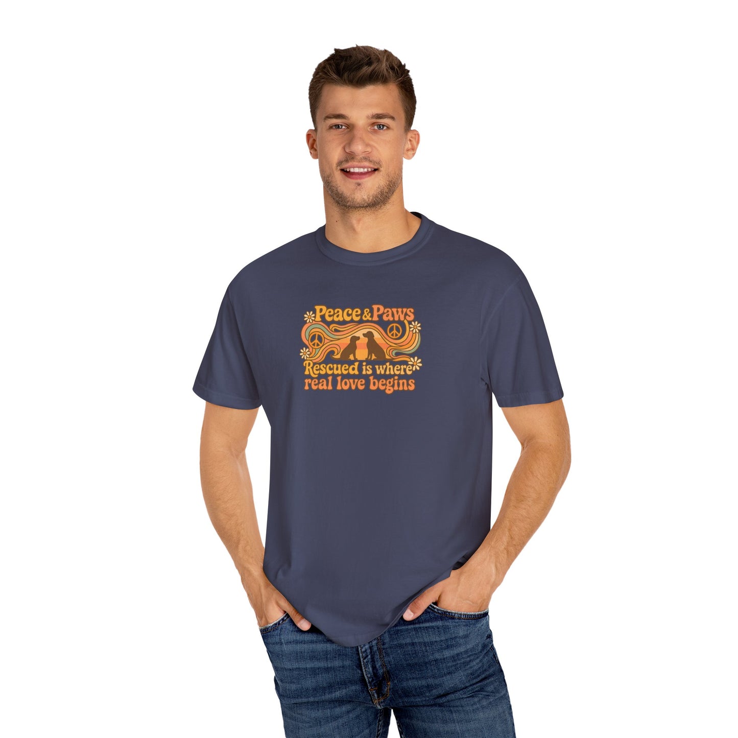 Peace & Paws T-Shirt, Perfect Gift for Couples, Vintage Style Tee, Unisex Casual Wear, Summer Fashion, Statement Shirt