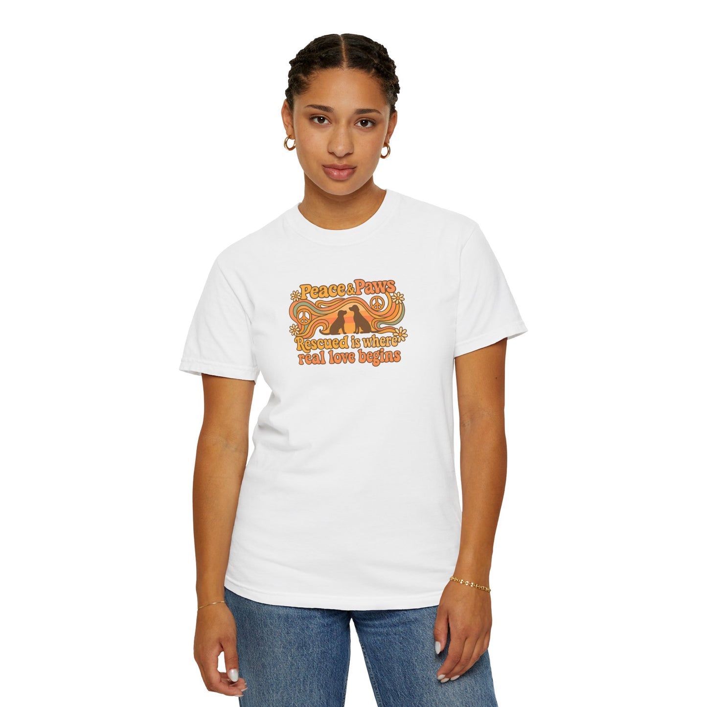 Peace & Paws T-Shirt, Perfect Gift for Couples, Vintage Style Tee, Unisex Casual Wear, Summer Fashion, Statement Shirt
