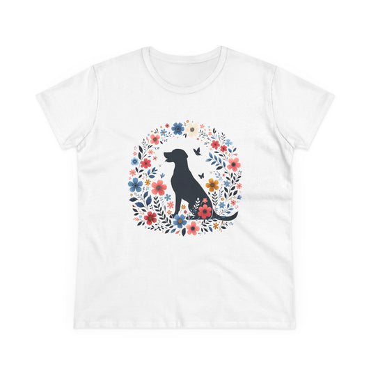 Floral Dog Lover Tee, Cute Pet Shirt, Women’s Casual Cotton Tee, Gift for Dog Moms, Summer Style T-Shirt, Animal Lover Apparel