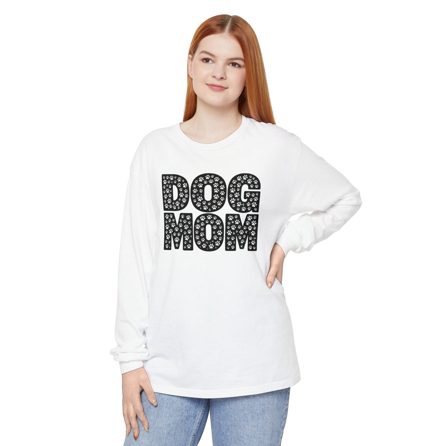 Dog Mom Long Sleeve T-Shirt, Gift for Dog Lovers, Casual Wear, Pet Owner Apparel, Mother's Day Gift, Dog Themed Fashion