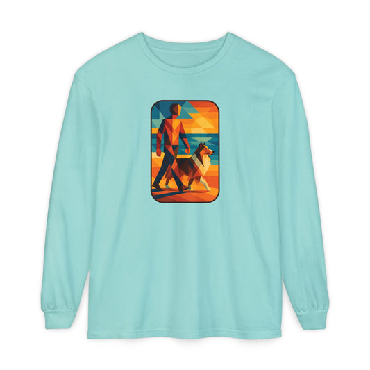 Vibrant Dog Walking Design, Unisex Shirt, Gift for Pet Lovers, Beach Vibe T-Shirt, Cozy Everyday Wear