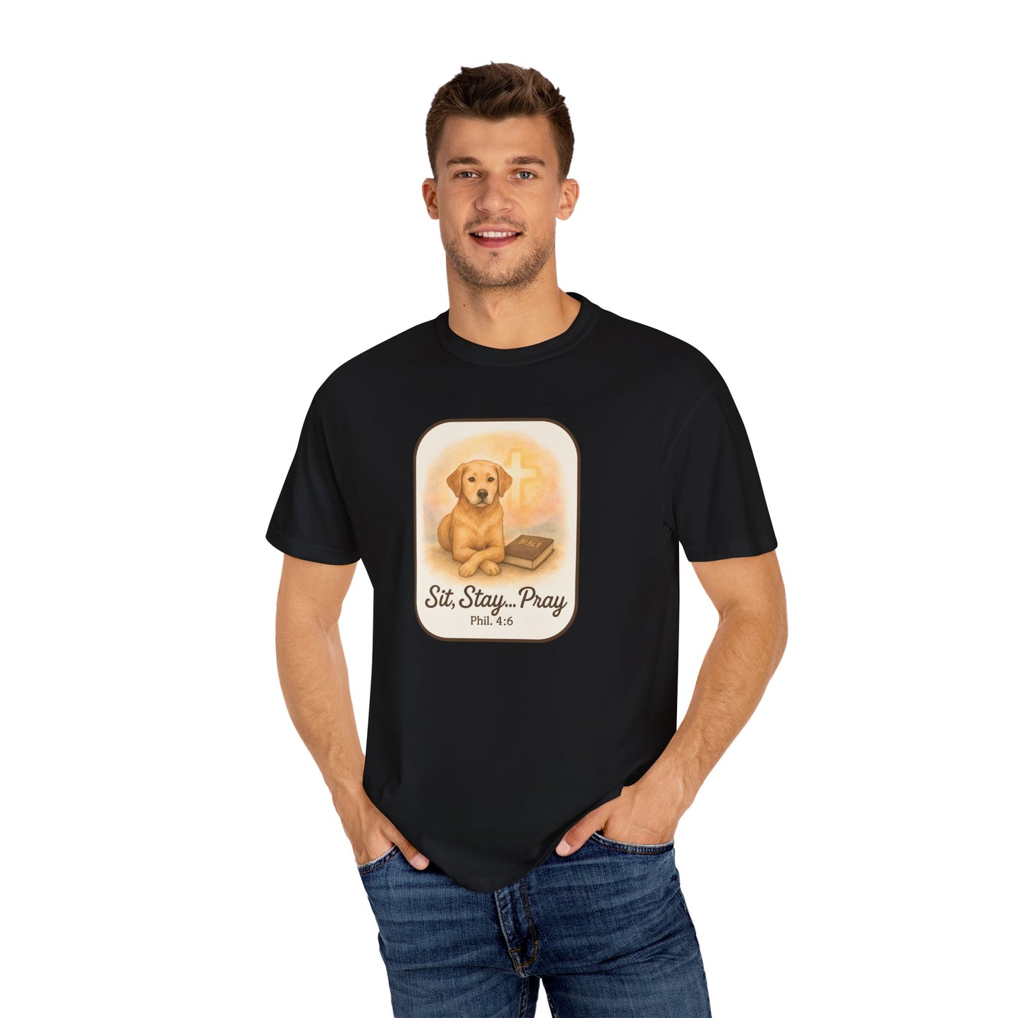 Faith-Inspired Dog Lovers T-Shirt, Unisex Tee, Gift for Pet Owners, Friendship Apparel, Casual Church Wear, Stay Pray Dog Design