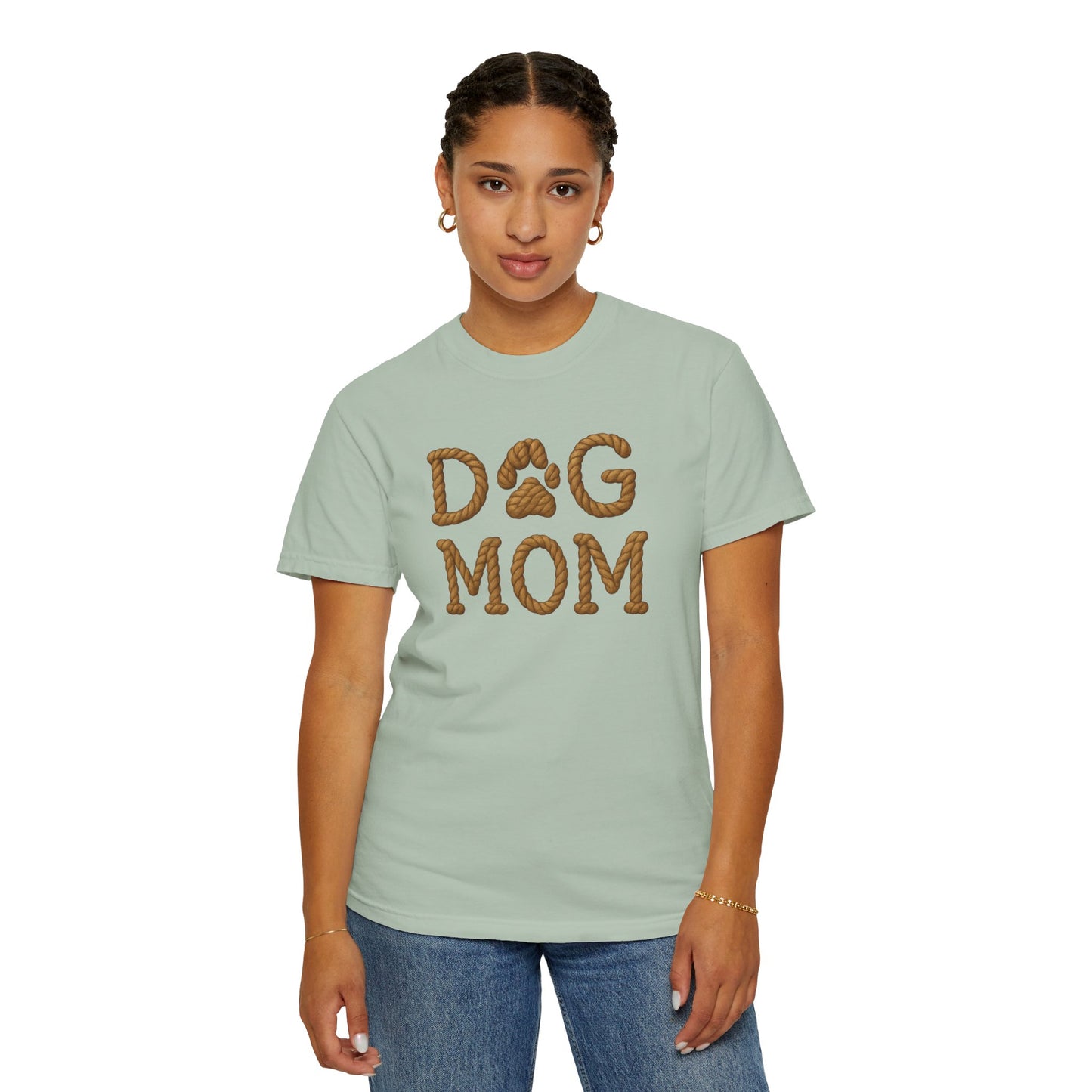 Dog Mom Garment-Dyed T-Shirt, Unisex Pet Lover Tee, Gift for Dog Owners, Casual Wear, Dog Themed Apparel, Animal Lover Clothing