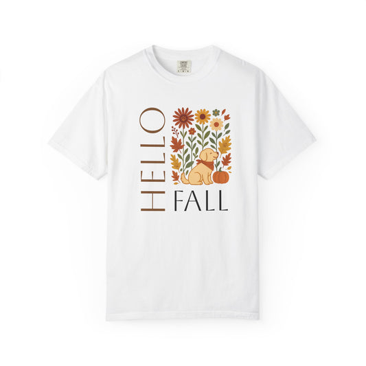 Autumn Floral Dog T-Shirt, Hello Fall