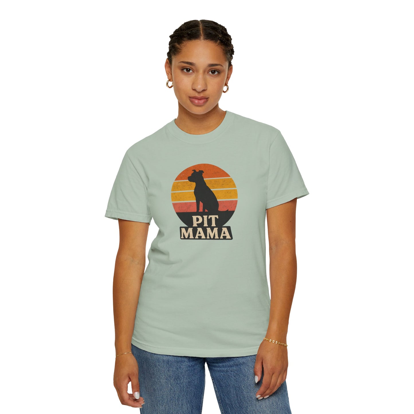 PIT MAMA Unisex Garment-Dyed T-Shirt, Dog Lover Gift, Pet Mom Apparel, Casual Tee, Perfect for Everyday Wear