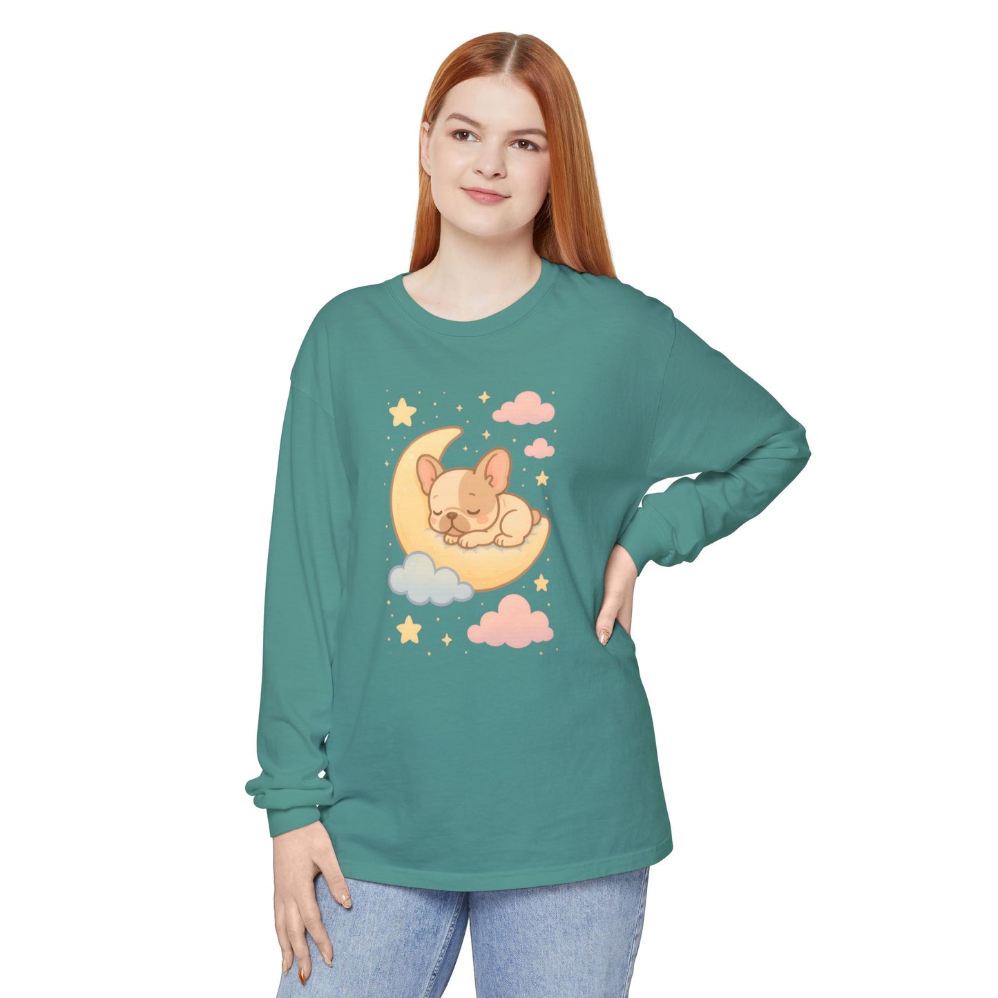 Cozy Dog-Themed Long Sleeve T-Shirt for Pet Lovers, Cute Sleepy Dog Shirt, Gift for Dog Moms, Relaxed Style Shirt, Perfect for Fall