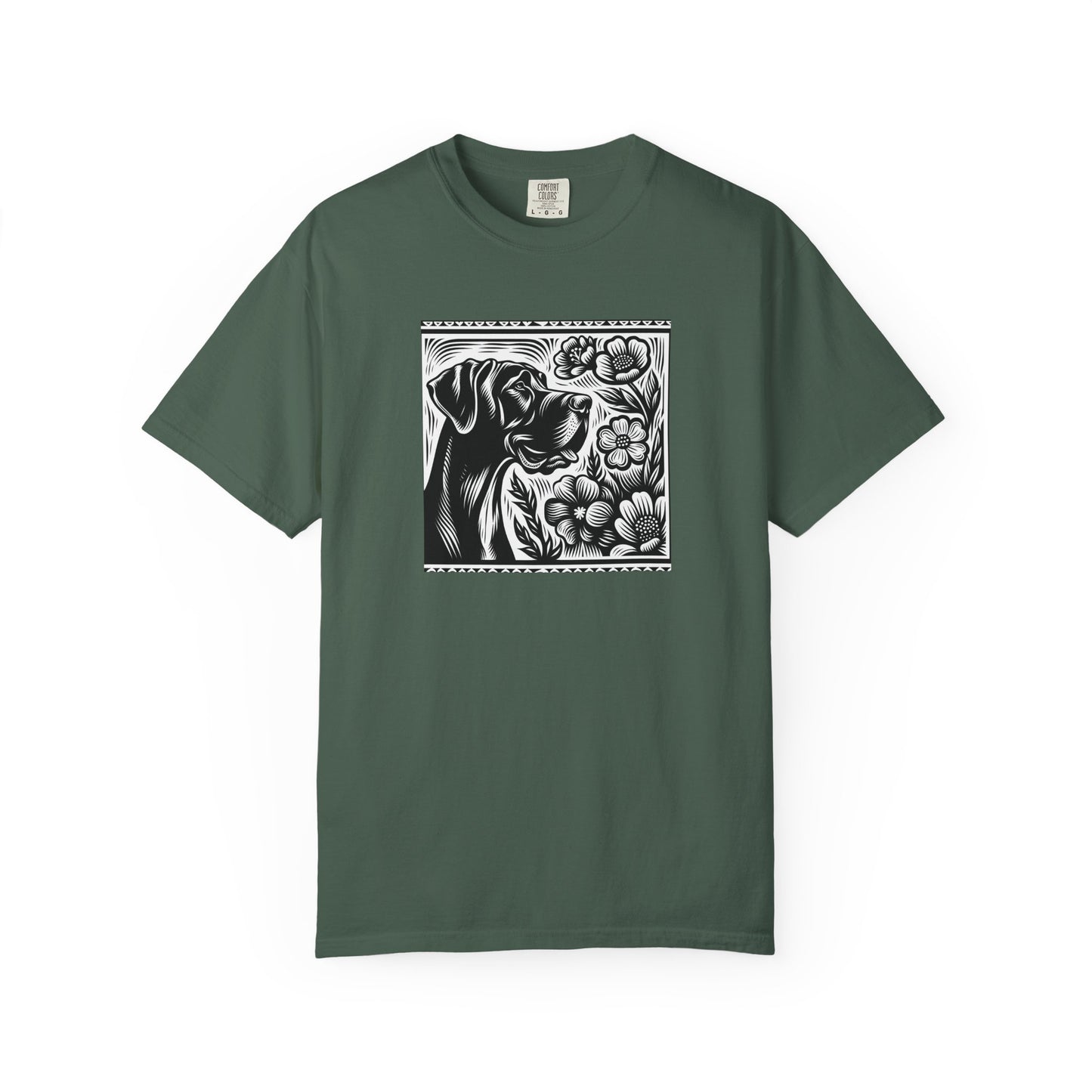 Great Dane Dog Lover's Floral Print T-Shirt | Unisex Garment-Dyed Tee
