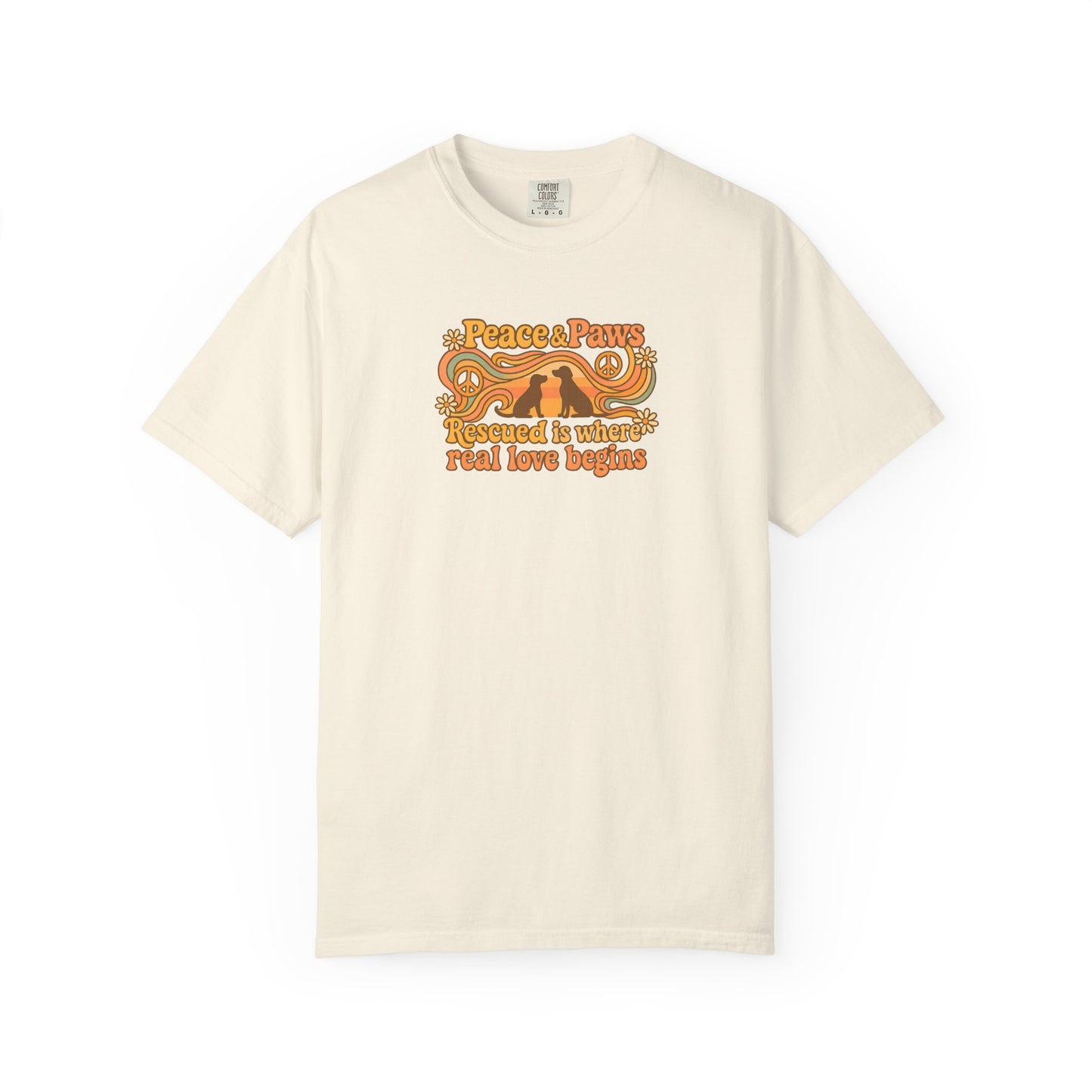 Peace & Paws T-Shirt, Perfect Gift for Couples, Vintage Style Tee, Unisex Casual Wear, Summer Fashion, Statement Shirt