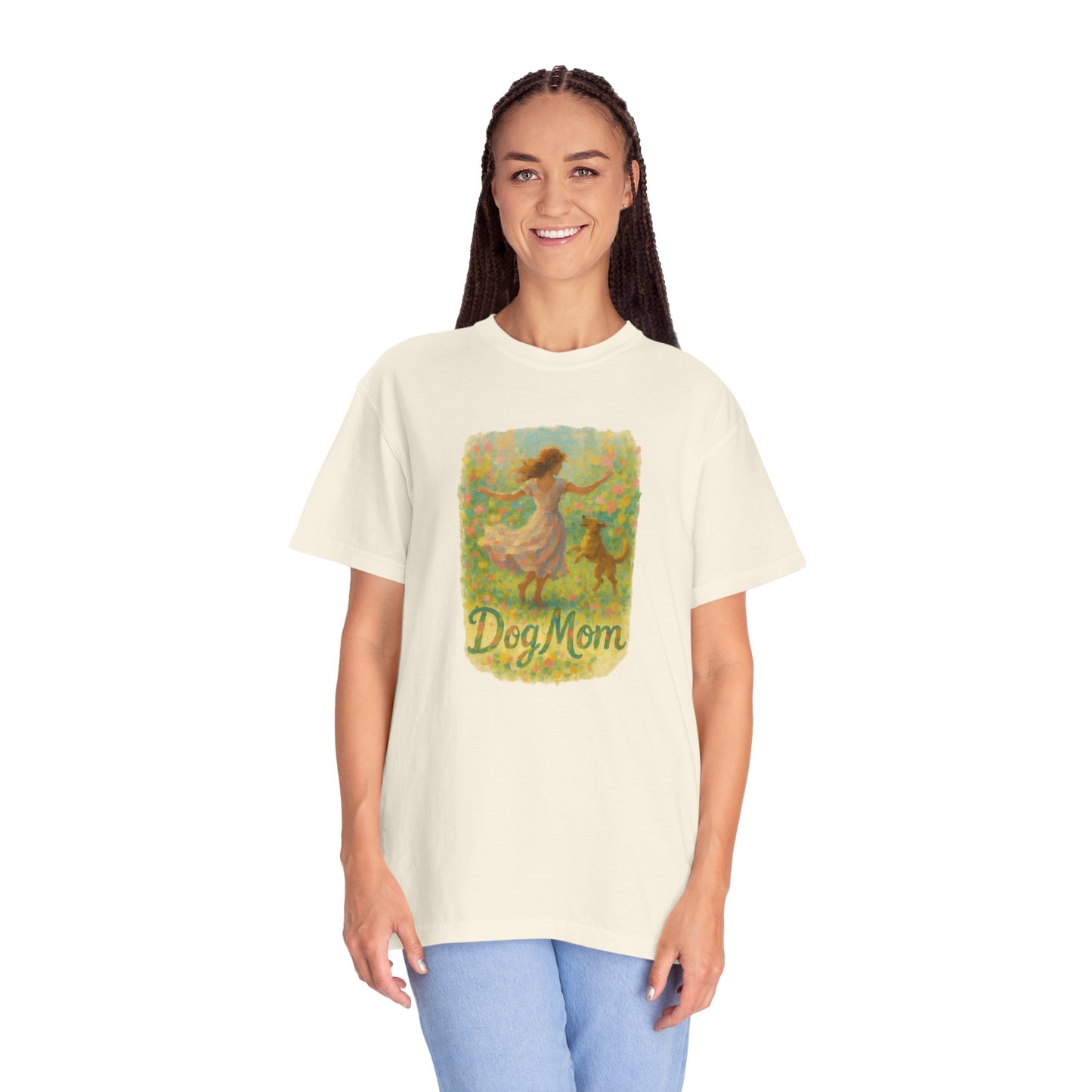 Dog Mom T-Shirt, Cute Animal Lover Tee, Gift for Pet Moms, Garment-Dyed T-Shirt, Casual Summer Shirt, Birthday Gift, Dog Lover Merchandise