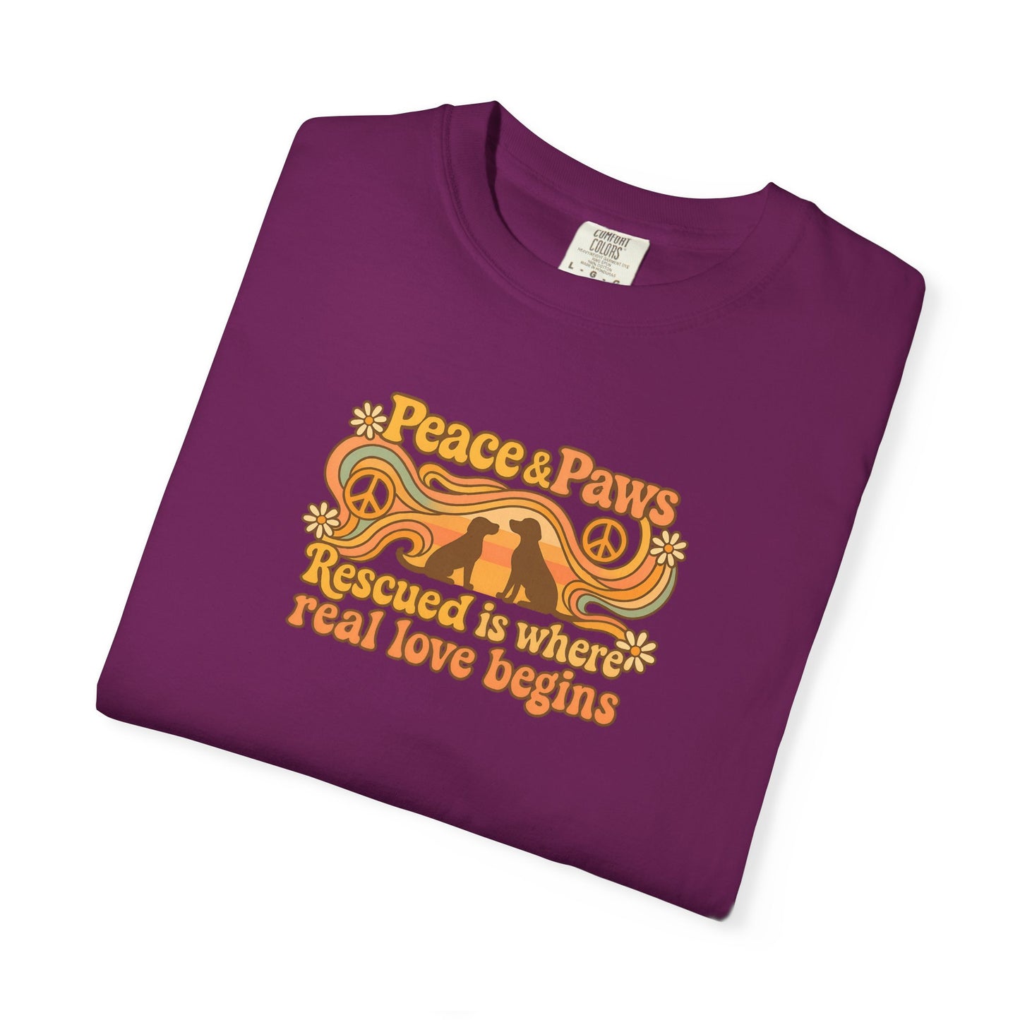 Peace & Paws T-Shirt, Perfect Gift for Couples, Vintage Style Tee, Unisex Casual Wear, Summer Fashion, Statement Shirt
