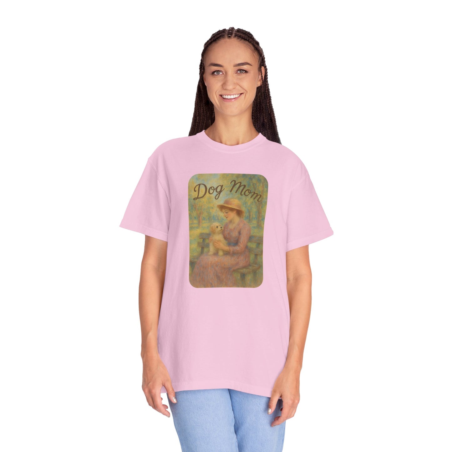 Dog Mom Garment-Dyed T-Shirt - Perfect Gift for Pet Lovers, Casual Wear, Dog Owners, Mother's Day, Dog-Themed Apparel